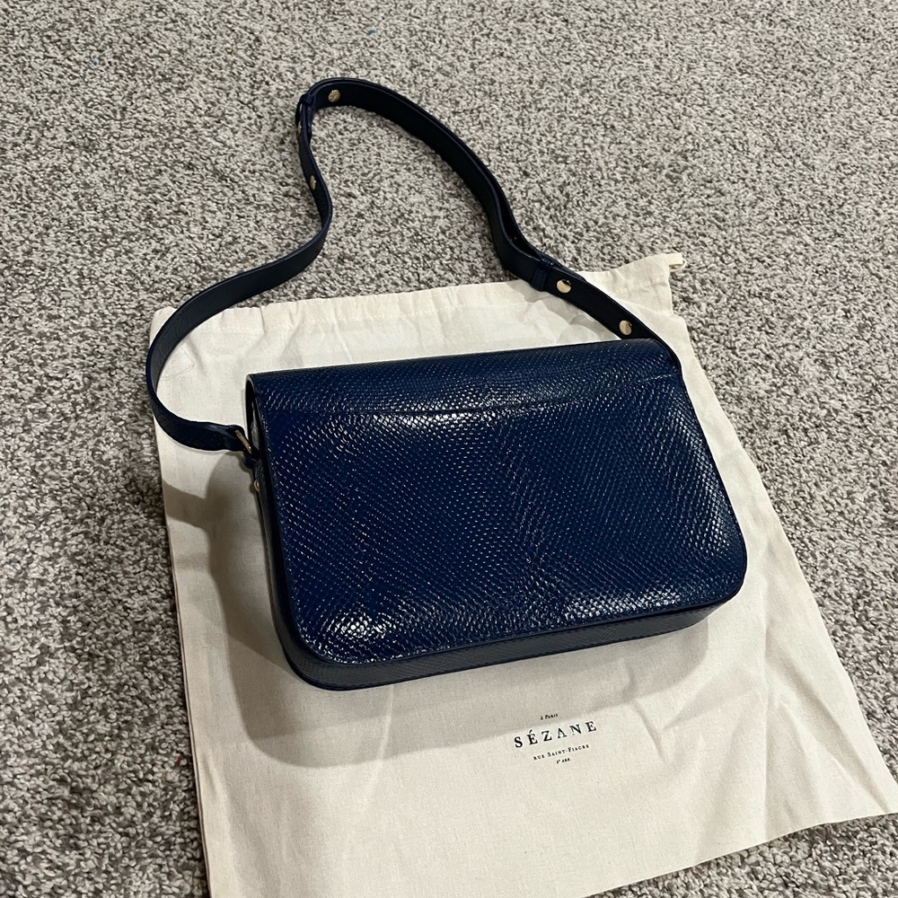 SEZANE Snakeskin Blue Milo Bag - Picture 7 of 8